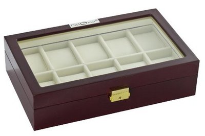 Diplomat 31-57614 Cherry Wood Finish with Clear Top and Cream Leather Interior 10 Storage Case