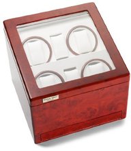Diplomat Cherry Wood Quad Winder with White Leather Interior