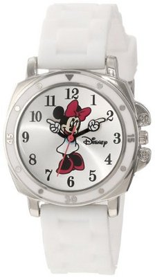Disney Kids' MN1064 Minnie Mouse White Rubber Strap