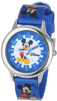 Disney Kids' W000022 Mickey Mouse "Time Teacher" Stainless Steel and Nylon Mickey Mouse