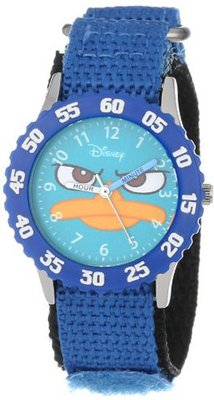 Disney Kids' W000157 Agent P "Time Teacher" Stainless Steel and Nylon