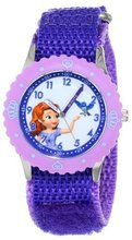 Disney Kids' W001068 Sofia Stainless Steel Time Teacher Purple