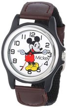 Disney Mickey Mouse MCK617 Black and Brown Strap Moving Hands