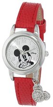 Disney MK1042 Mickey Mouse Red Lizard Strap with Charm