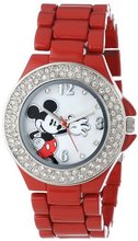 Disney MK2071 Mickey Mouse Mother-of-Pearl Dial Red Enamel Bracelet