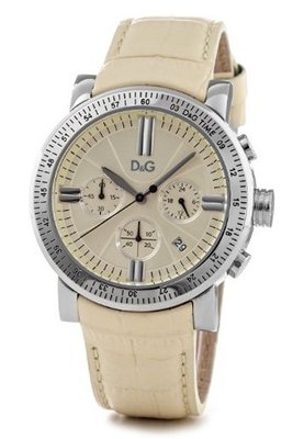 D&G Ladies DW0678 with Cream Chronograph Dial, Date, Stainless Steel Case and Cream Leather Strap