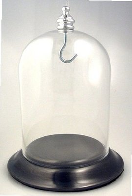 Pocket Glass Display Dome with Satin Silver Chrome Base with Hook