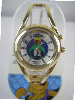 Gold Looney Tunes Marvin the Martian with Backlight - Marvin the Martian Jewelry Cuff