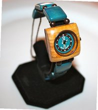Ecowrist Blue Tagua Strap Guayacan Wood Face #TAG GyBe