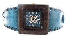 Ecowrist Classic Wood Puy Blue Leather Strap #CPBe