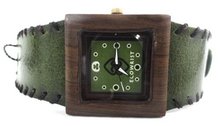 Ecowrist Classic Wood Puy Green Leather Strap #CPG