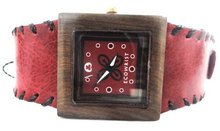 Ecowrist Classic Wood Puy Red Leather Strap #CPR