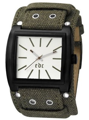 Edc Quartz glorious hero - olive green EE100351002 with Leather Strap