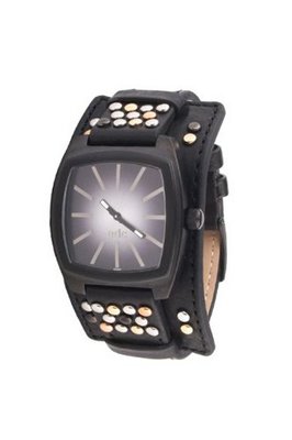 Edc Quartz rivet passion - midnight black EE100242008 with Leather Strap