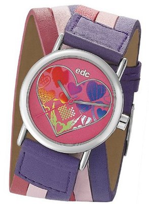 Edc Quartz Valentine Love - Twisty Purple EE100842003 with Leather Strap