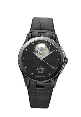 Edox 85012 357N NIN Grand Ocean Automatic Black Leather Window