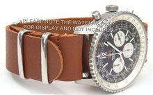 20mm Custom Hand made Brown NATO genuine leather strap fits Breitling Navitimer