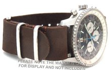 20mm Custom Hand made Dark brown NATO genuine leather strap fits Breitling Navitimer