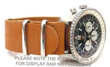 20mm Custom Hand made Tan NATO genuine leather strap fits Breitling Navitimer