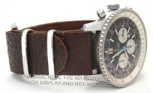 22mm Custom Hand made Coffee NATO genuine leather strap fits Breitling Navitimer