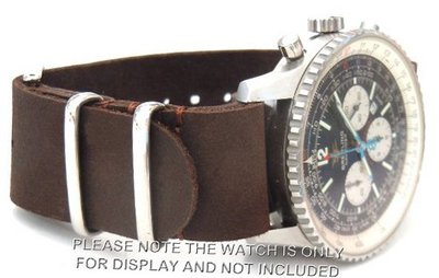 22mm Custom Hand made Dark brown NATO genuine leather strap fits Breitling Navitimer