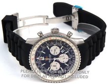 22mm High grade silicon 'soft touch' rubber oyster pattern with curved lugs on deployment buckle Fits Breitling Navitimer