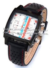 22mm Rally Perforated Leather strap contrast red stitching for TAG Heuer Carrera or Monaco