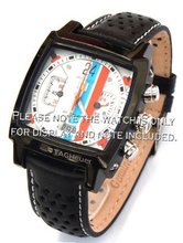 22mm Rally Perforated Leather strap contrast white stitching for TAG Heuer Carrera or Monaco