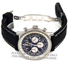 22mm 'soft touch' silicon rubber strap with WHITE stitching on stainless steel deployment Fits Breitling Navitimer