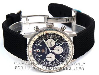 22mm Textured Silicon Rubber strap Distinctive textured top surface on Stainless Steel Deploymen Fits Breitling Navitimer