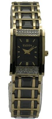 Elgin Diamond Dress Fashion Analog Facet Cut Ceramic EG318T