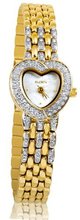Elgin EG498 Ladies Swarovski Crystal Accented Case Gold-Tone Bracelet with Mother of Pearl Dial
