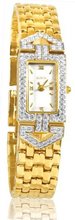 Elgin ELC230 Ladies Swarovski Crystal Accented Case Gold-Tone Bracelet with White Dial