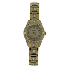 Elgin Ladies Gold Tone Ausrtian Crystals Mother of Pearl Dial EG1510 SALE