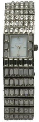 Elgin Stainless Steel Band Genuine Austrian Crystals Analog Mother Of Pearl Dial EG518