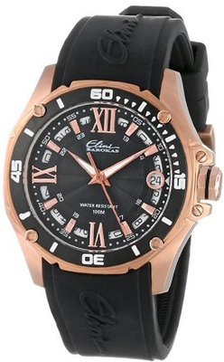 Elini Barokas 10197-RG-01-BB Artisan Rose Gold Ion-Plated Stainless Steel and Black Silicone Band