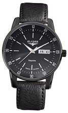 Elysee Diomedes Quartz with Black Dial Analogue Display and Black Leather Strap 86002