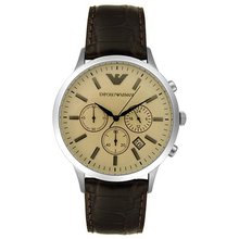 Emporio Armani AR2433 Chronograph Stainless Steel and Brown Leather