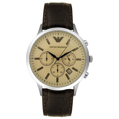 Emporio Armani AR2433 Chronograph Stainless Steel and Brown Leather