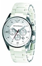 Emporio Armani AR5859 Sport White Silicone Silver Chronograph Dial