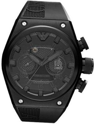 Emporio Armani Super Meccanico AR4903 Black Rubber Analog Quartz with Black Dial