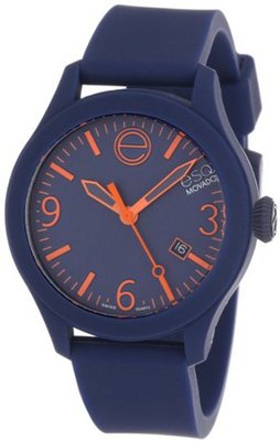 ESQ Movado Unisex 07301441 "ESQ ONE" Stainless Steel and Silicone Navy Blue with Orange Accents
