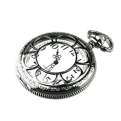Dark Silvered Stainless Steel Case White Dial Antique Pocket with Chain WP005