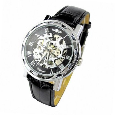 ESS Black Leather Luxury Stainless Case Self-Wind Up Mechanical Automatic WM125