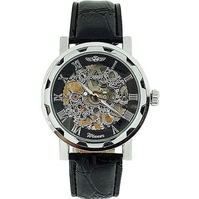 ESS Gents Automatic Black / Skeleton Dial & Leather Look Strap WM090