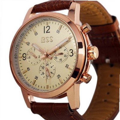 ESS Gent's Luxury Rose Golden Case Automatic Mechanical With Brown Leather Strap WM230-ESS