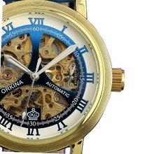 ESS Golden Skeleton Dial Luxury Blue Leather Strap Automatic Mechanical WM339
