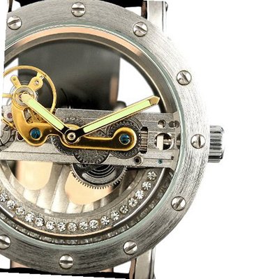 ESS Silvered Case Skeleton Dial Antique Self-Wind Up Mechanical Automatic WM320-1