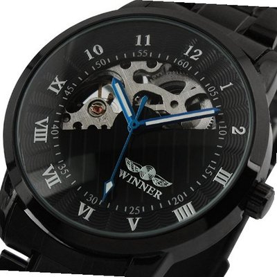 ESS Skeleton Black Dial Stainless Steel Mechanical Semi-Automatic WM266