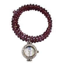 Eton Charm with wrap over Bead Bracelet - Plum coloured Beads